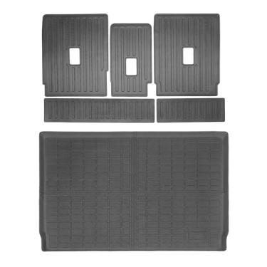 Imagem de WGGDRAQQ Forro de porta-malas para Ford Expediton Max 2025-2026 e Lincoln Navigator L 7/8 tapetes de chão traseiro com suporte de encosto, bandeja de bota 3D TPE para todos os climas, preto