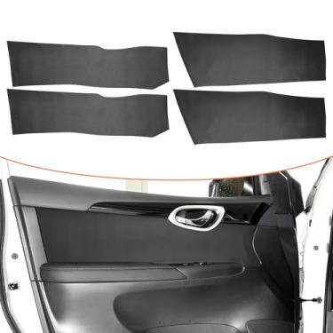 Imagem de RUIANTE 4 peças de substituição de acabamento de painel de porta compatível com acessórios interiores de carro Sentra 8ª geração 2013-2019 (preto)