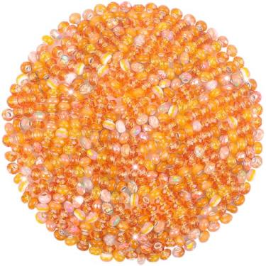 Imagem de 200 peças de contas espaçadoras de furos grandes laranja sortidas europeias artesanais grandes contas de furo grande lampwork contas de murano varinha de fada contas de jardim para canetas faça você
