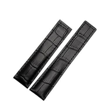 Imagem de XNWKF Pulseira de couro genuíno 19 mm 20 mm 22 m para tag heuer pulseira de relógio masculina acessórios de pulseira fivela dobrável pulseira de relógio de couro (cor: preto sem fivela, tamanho: 22mm)