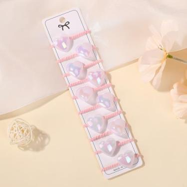 Imagem de 10 peças de laços de cabelo bonitos desenhos animados amor coração estrela bola redonda suporte elástico rabo de cavalo faixa de cabelo faixa de borracha headwear cordas