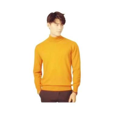 Imagem de Suéter Masculino De Gola Alta Em Mistura De Cashmere E Algodão Para Ou