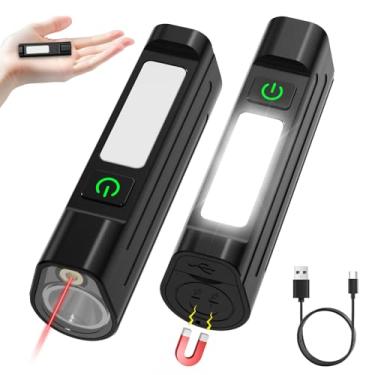 Imagem de Lanterna magnética pequena recarregável com feixe vermelho e luz de trabalho COB, lanterna EDC de bolso de 1500 lúmens, luz compacta IPX4 para apresentação, brincar com animais de estimação, ao ar