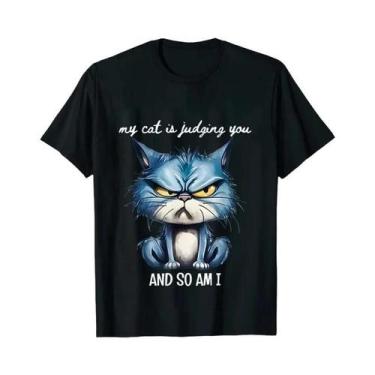Imagem de Camiseta Feminina Sarcástica Com Gato Enfadonho, Camiseta Engraçada Pa