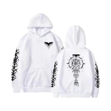 Imagem de Moletom Masculino Com Estampa De Corvo Viking, Casual, Esportivo, De A