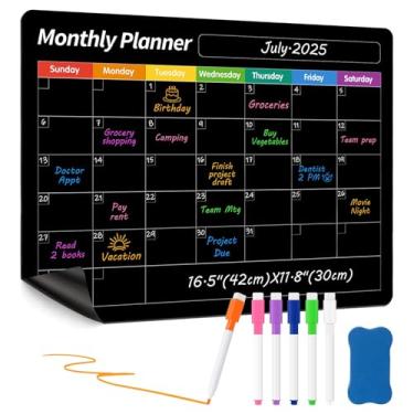 Imagem de Calendário magnético para geladeira, quadro apagável a seco (preto)