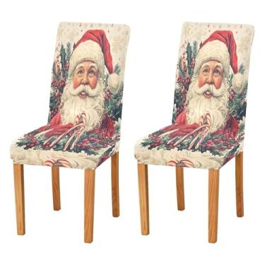 Imagem de SEHANY Conjunto de 4 capas de cadeira de gnomo de Papai Noel para sala de jantar, elástico, removível e lavável, para cozinha, hotel, festa, decoração de Natal
