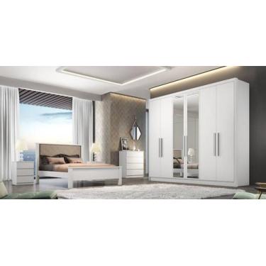 Imagem de Guarda Roupa Casal com Espelho 6 Portas 6 Gavetas - Rizon-Branco - Móv