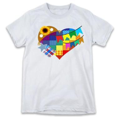 Imagem de 1 Camiseta Coração de Retalhos Festa Junina São João Personalizada - W