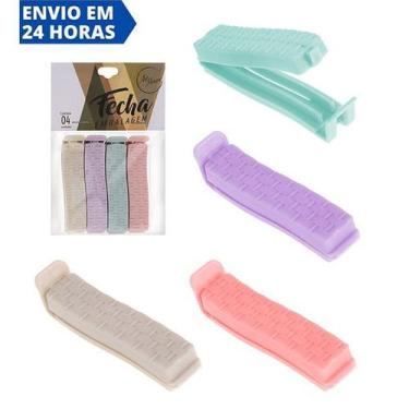 Imagem de Fecha Embalagem Kit 8 Clipes Pequeno Veda Conserva Alimento - Universa
