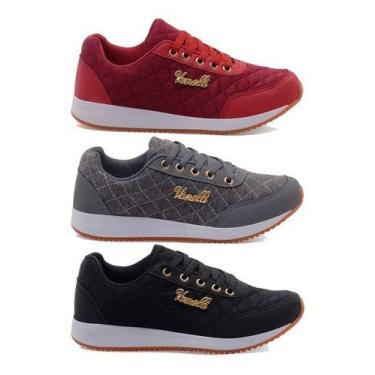 Imagem de Tênis Feminino Academia Corrida Casual Promoção Kit 3 Pares - Vanelli,