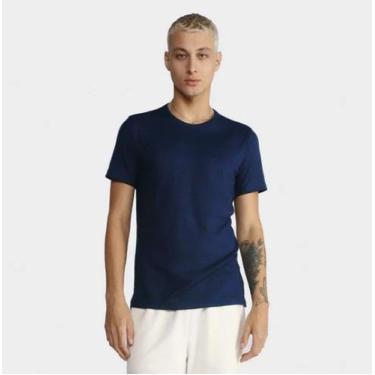 Imagem de Camiseta Manga Curta Algodão Masculina Lisa Basicamente, GG, Azul
