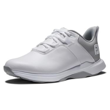 Imagem de FootJoy Tênis de golfe feminino Prolite Previous Season Style, Branco/cinza claro, 9.5 Wide