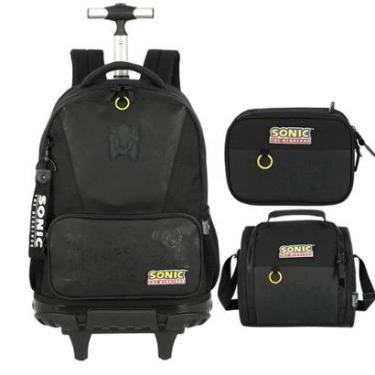 Imagem de Kit Mochila de Rodinhas Lancheira Estojo Juvenil Sonic-Masculino