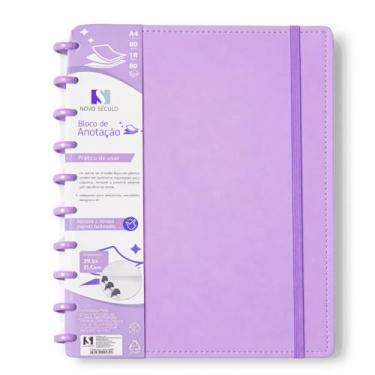 Imagem de Caderno Inteligente Discos 80 Folhas 29,5x21,5cm Capa Dura Faculdades Escolar Escritorio (Lilás)