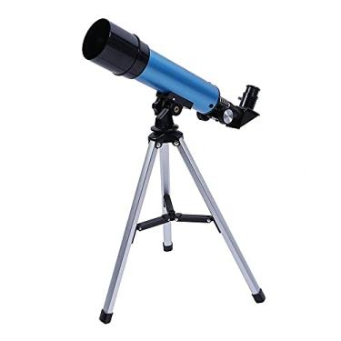 Imagem de pcagfaajmh Telescópio para crianças com mira de viagem de 50 mm, telescópio refrator astronômico para adultos, iniciantes, telescópio com tripé, bom parceiro para ver a lua e o planeta