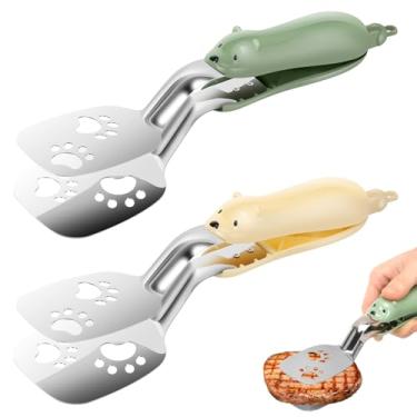 Imagem de Espátula de aço inoxidável, braçadeira de grelha multifuncional, braçadeira de bife frito, pinças de churrasco, flipper virador de bife, pinças de cozinha para hambúrgueres de pão de peixe bife