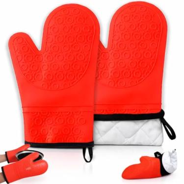 Imagem de Luva Térmica Silicone Forrada Yab Vermelha Para Cozinha Forno E Churrasqueira Proteção Contra Calor Alta Temperatura Material Silicone Resistente Conforto E Segurança