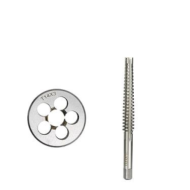 Imagem de Conjunto de torneira e matriz para mão esquerda HSS - TR8 TR10 TR12 TR14 TR16 Ferramentas de rosca para corte de parafuso de precisão, metalurgia e rosqueamento de máquina (1 peça TR8x3)