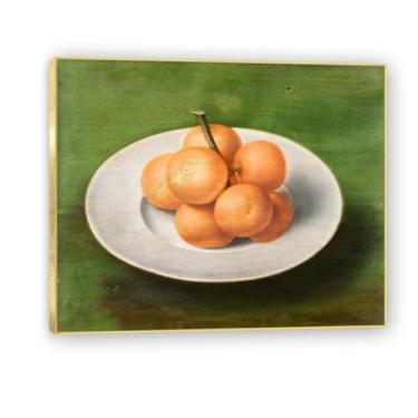 Imagem de NHLDZYH Moldura dourada. Pintura vintage fruta ainda vida em tela retro fruta motivo estilo country decoração de parede para cozinha e sala de jantar. A51. 40 x 48 cm.