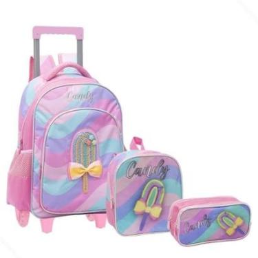 Imagem de Kit Mochila Infantil Candy Menina Estojo Lancheira Térmica-Feminino