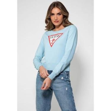 Imagem de Blusa de Moletom Logo Triângulo Guess Azul Claro-Feminino