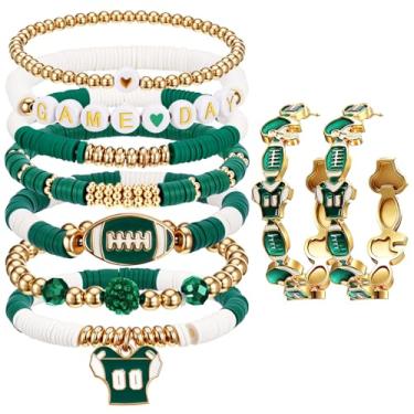 Imagem de Huquary Conjunto de brincos de pulseira de futebol para dia de jogo, joias esportivas empilháveis para futebol, mulheres, mães, treinadores, fãs presentes, 0.39, argila macia, liga de zinco, Sem Pedra