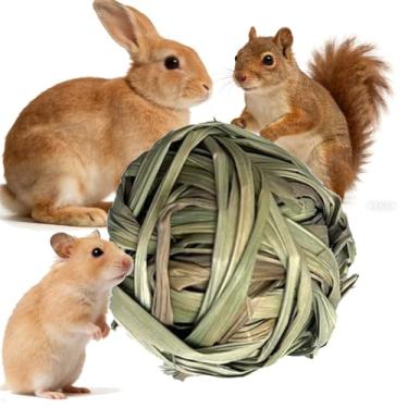 Imagem de Bola de mastigar grama tecida - Brinquedo natural para animais de estimação pequenos para hamsters, coelhos, pássaros e chinchilas