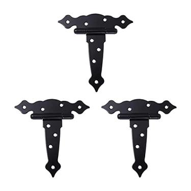 Imagem de Dobradiças 3 peças em forma de T ferro à prova de ferrugem armário leve galpão dobradiça portão dobradiça porta portões dobradiça ferragens (cor: preto, tamanho: 20 x 15 x 3 cm)