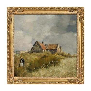 Imagem de FOLKOR Moldura dourada antiga para tela esticada de 25 x 25 cm, sem vidro e parte de trás, molduras de pintura a óleo de madeira maciça para impressões de arte abstrata de retrato, paisagem, decoração