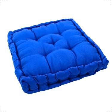 Imagem de Almofada Futon Turca Espaçosa 40x40x10 Macia e Alta Com Enchimento Algodão e Poliéster Tipo Oxford(Azul-Royal)