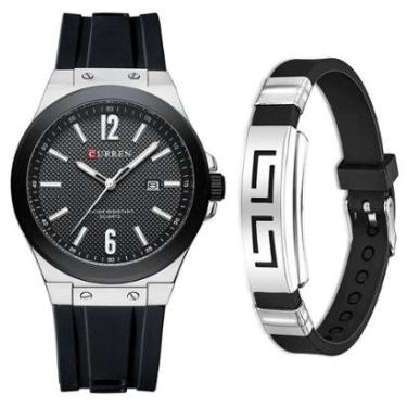 Imagem de Relógio Masculino Curren Luxo Calendário + Pulseira Metal-Masculino