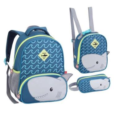 Imagem de Kit Mochila Lancheira Estojo de Costas Creche ZOOP