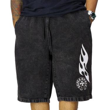 Imagem de Bermuda Jeans Refen Flames Preto Lavado Jorts-Masculino