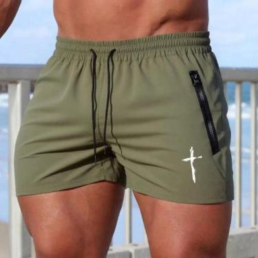 Imagem de Calções De Natação Masculinos De Verão Com Estampa Cruzada, Shorts De 