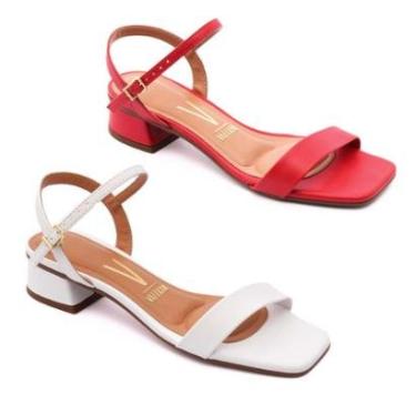Imagem de Kit 2 Sandália Vizzano Feminina Salto Bloco Baixo Original-Feminino