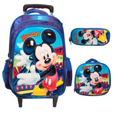 Imagem de Kit Mochila Infantil Menino Rodinha Lancheira Térmica 3D - Plike