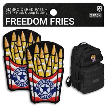 Imagem de Bluyellow Pacote com 2 patch Freedom Fries bordado gancho e laço engraçado militar tático americano Freedom Patch para mochila, colete tático, colete para cães, arnês MOLLE Airsoft, 5 x 7 cm