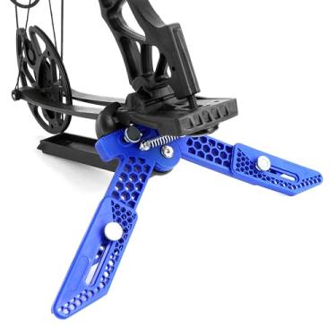 Imagem de ZSHJGJR Suporte de arco composto para arco e flecha, suporte de braçadeira portátil, comprimento e largura ajustáveis para caça ou acessórios esportivos competitivos (azul)