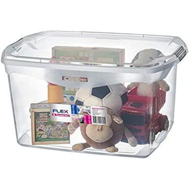 Imagem de Caixa Organizadora 68 Litros Transparente 64x44x34 Cm Com Tampa e Trav