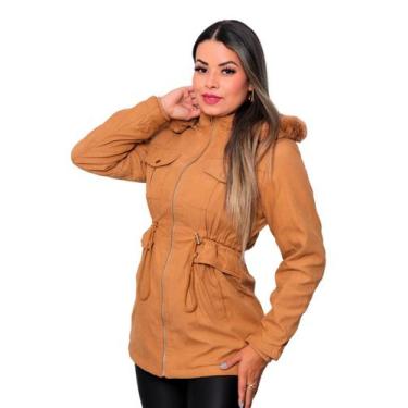 Imagem de Jaqueta ParKa Sarja Peluciada com Capuz - Caramelo - Ast Store, M, Car