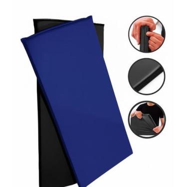 Imagem de Colchonete Academia 90x40x3 cm Preto e Azul Espuma Macia D23 Impermeáv