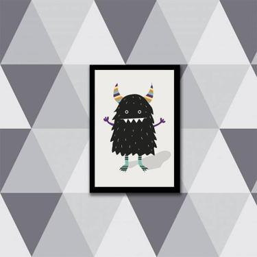Imagem de Quadro Monstrinho Preto 45X34Cm - Com Vidro Moldura Preta