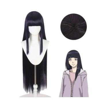 Imagem de Peruca Longa Lisa Azul Escuro Para Cosplay De Anime Hinata Hyuuga Com 