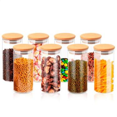 Imagem de Kit com 8 Potes 400ml de Vidro Herméticos Organizadores de Cozinha Tam