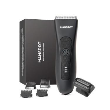 Imagem de MANSPOT Aparador de pelos corporais 2 em 1 da Manscape, aparador elétrico de bola pubiana, aparador de biquíni à prova d'água, molhado/seco, para mulheres com 4 protetores, depilação de 20 dias