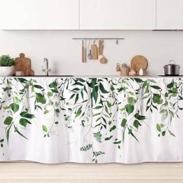 Imagem de Hahafelt Cortinas de armário de folhas botânicas para cozinha 71 cm L x 129 cm C Saia de pia de vegetação para banheiro Prateleira de mesa rústica Cortinas de armário de privacidade para fazenda