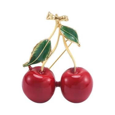 Imagem de Broches De Cereja Com Strass Unissex Para Mulheres, Pins De Frutas Em 