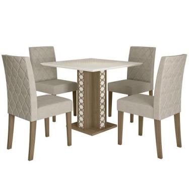 Imagem de Kit Mesa de Jantar Isis sem Vidro com 4 Cadeiras Jade - Poliman, Carva