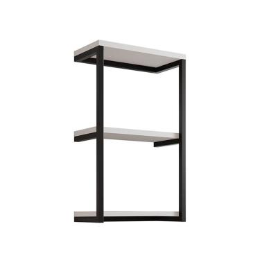 Imagem de Nicho De Parede Industrial 3 Prateleiras Milão - Preto E Branco - Cor: Preto